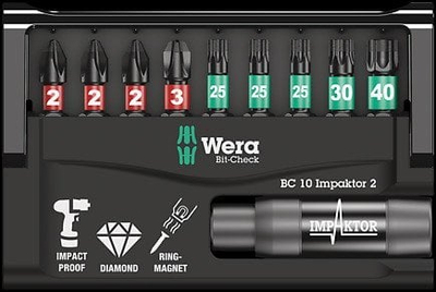 Set bitash Wera Impaktor Bit-Check 10, PH Torx Plus, 25mm