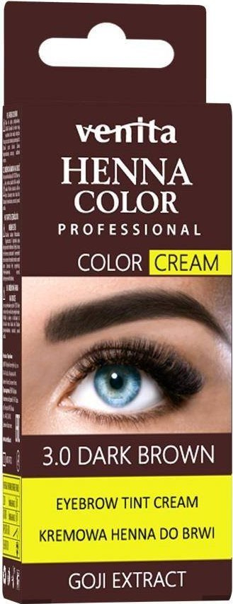 Krem henna për vetulla dhe qerpikë Henna Color, 3.0 kafe e errët, 30g