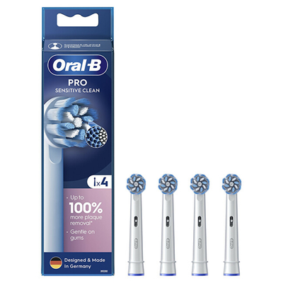 Koka furçe elektrike Oral B PRO Sensitive Clean, 4 copë, të bardha