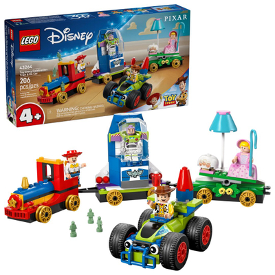 Set lodrash ndërtimi Lego Disney 43264 Toy Story Celebration Train and Car, për fëmijë 4+, shumëngjyrësh