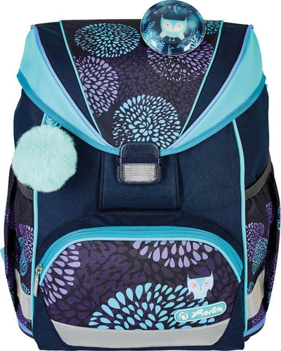 Set çante shkolle Herlitz UltraLight Plus Flower Owl, ergonomike, 750g, blu navy turquoise