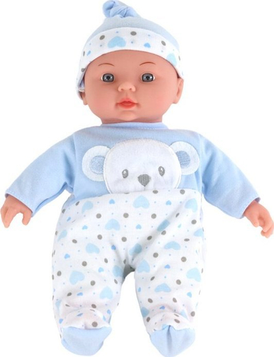 Kukull bebe Leantoys Baby Doll, me tinguj, pizame blu