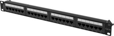 Patch panel Lanberg PPUA-1024-B, 24 porta RJ-45 Cat.6A, 1U 19", i zi