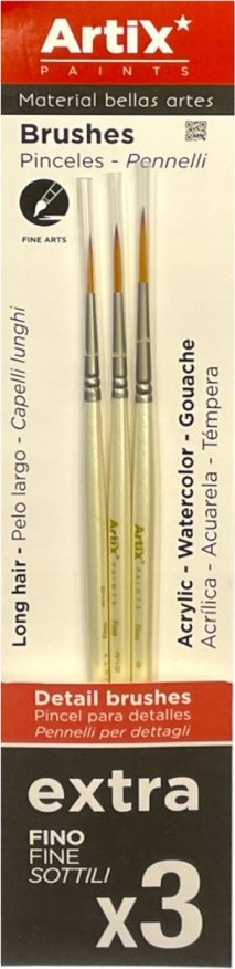 Set penelash Madrid Papel PP249, 3 copë, qime sintetike, dorezë e bardhë