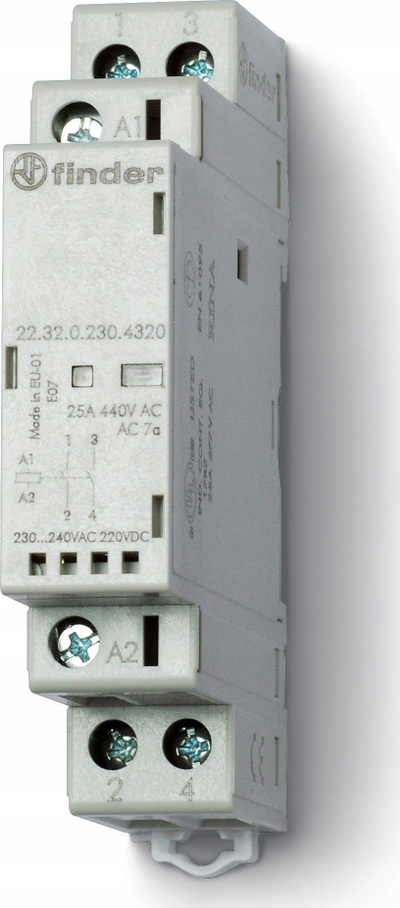 Kontaktor modular Finder 22.32.0.230.4320, 2NO 25A, 230V AC/DC, 17.5mm