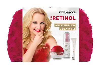 Set dhuratë Dermacol Organic Retinol, krem nate, 50 ml + serum nate, 30 ml + serum për sy, 30 ml + çantë kozmetike