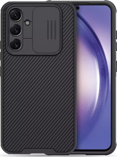 Kuti telefoni NILLKIN CamShield Pro, për Samsung Galaxy A54 A34 A04 A04s A14 5G, mbrojtëse me kapak kamere, e zezë