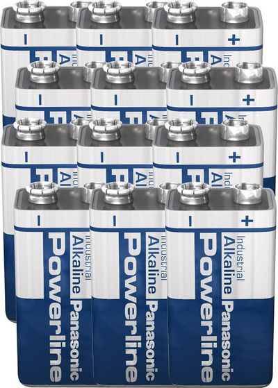 Bateri alkaline Panasonic Powerline 9V, paketë me 12 copë