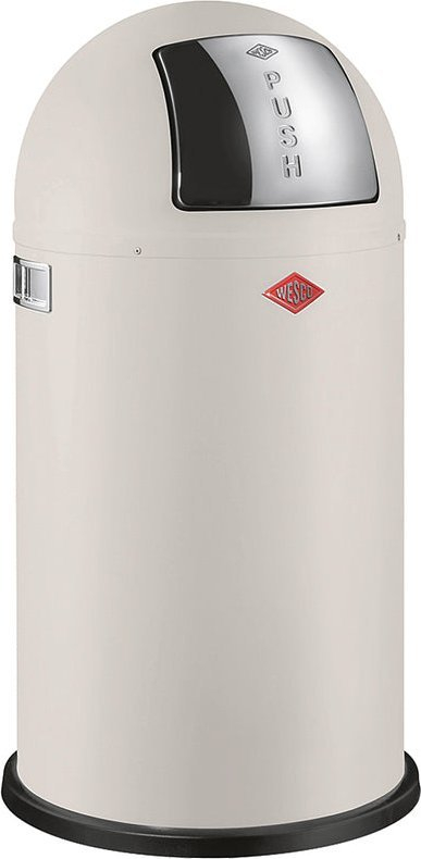 Kosh mbeturinash Wesco Pushboy 50L, metal, e bardhë matt