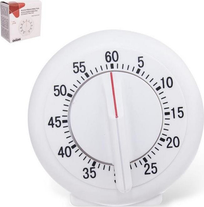 Timer kuzhine mekanik, deri 60 minuta, kompakt, i bardhë