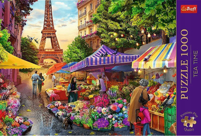 Puzzle Trefl Tea Time Flower Market Paris, 1000 pjesë, shumëngjyrësh
