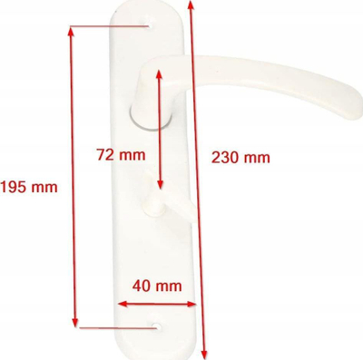 Сет рачки за врата тоалет КОТАРБАУ, 72 mm, долги плочки, алуминиум, бел