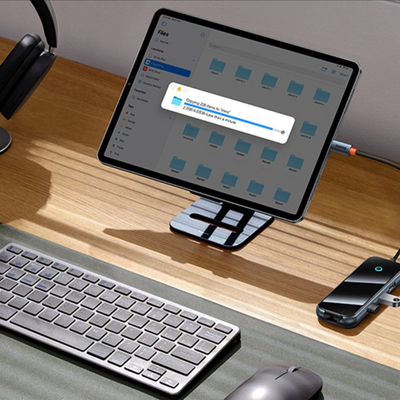 HUB USB Baseus Metal Gleam, USB C në 4x USB 3.0, 5Gbps, gri e errët