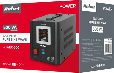 Furnizues emergjent energjie Rebel POWER-500, 500VA 300W, sinusoide e pastër, i zi