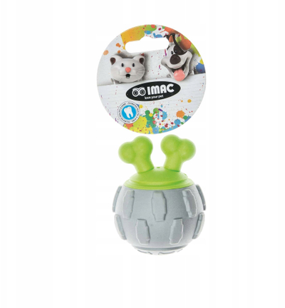 Top lodër për qen IMAC Foam Ball, 11 x 8.5 cm, me fishkëllim, jeshil e gri