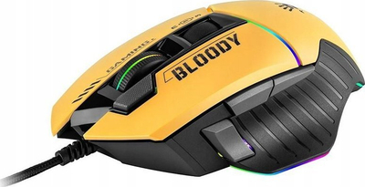Maus A4Tech Bloody, me kabllo, USB, i verdhë