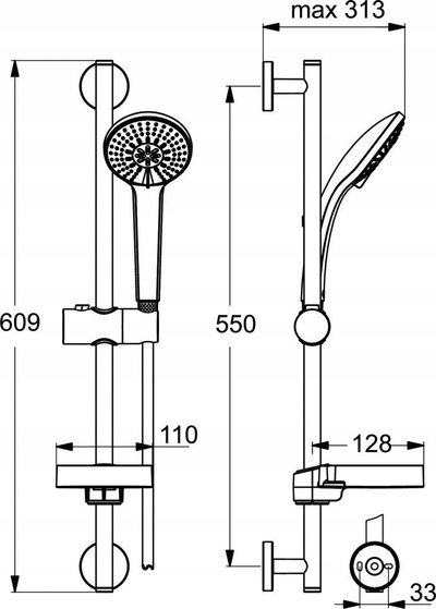 Kolonë dushi Ideal Standard B9415AA, krom, argjend