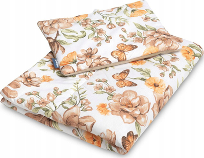 Set krevati për bebe Velvet Cot Set Square, jorgan edhe jastëk, kadife pambuku, bezhë