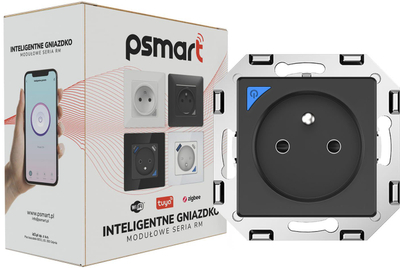 Prizë e zgjuar Psmart RM, WiFi Tuya, me matje konsumit 16A 3600W, e zezë