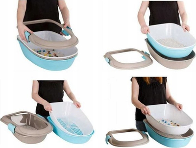 Kuti higjienike për mace Stefanplast Quick Cleaning, plastike, gri blu