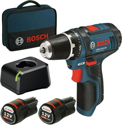 Stërvitëse kaçavidë Bosch GSR 12V-15, 12V, 2x bateri 2Ah, me kuti