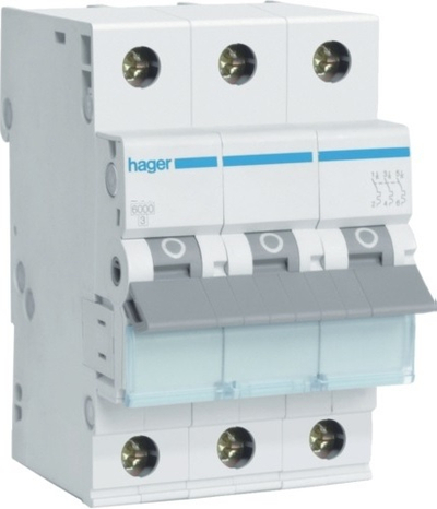 Ndërprerës mbimotor Hager MBN325E, 3P B 25A, 6kA AC, i bardhë