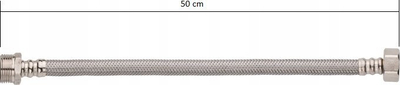 Zorrë lidhëse Invena Connection Hose, 1/2" F x 1/2" M, 50 cm, inoks