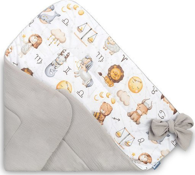 Mbështjellës bebe Baby Nest Cone Wrap Muslin Zodiac, 75x75 cm, gri