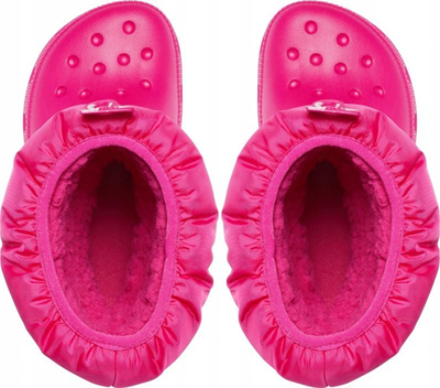 Çizme dimërore fëmijësh Crocs Classic Neo Puff Jr 207684 6X0, me veshje fleece, rozë