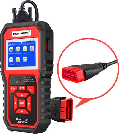 Skanner diagnostikues OBD2 Konnwei KW850, ekran LCD, port OBD2, i zi