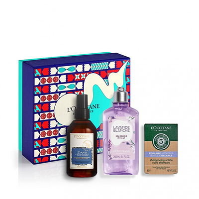 Set për banjë L'Occitane en Provence Cocooning, 250 ml + 100 ml + 60 g