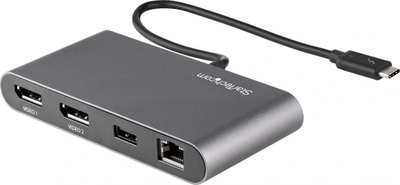 Dock Thunderbolt StarTech.com për dy ekrane, 2x DisplayPort 4K 60Hz, Gigabit Ethernet, i zi