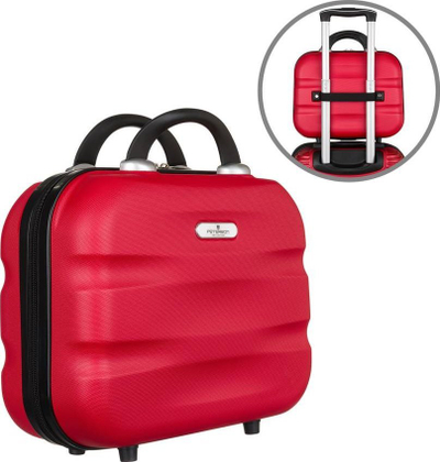 Kofertë kozmetike Peterson Travel Case, plastike ABS, me rrip për valixhe, e kuqe