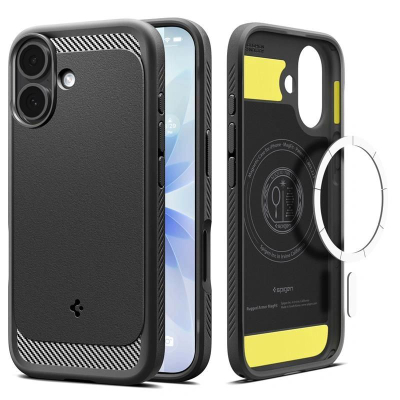 Kapotë telefoni Spigen Rugged Armor MagSafe për iPhone 17, mbron mirë nga goditjet, e zezë mat