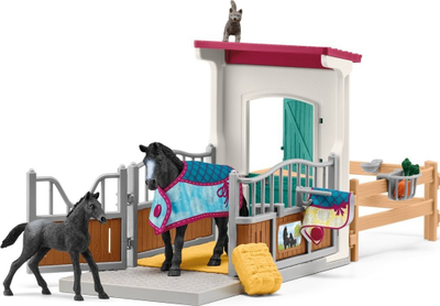 Set lojë Schleich Horse Club Horse Box with Mare and Foal, 34 copë, shumëngjyrëshe