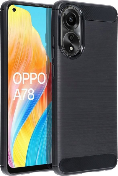 Mbulesë telefoni Carbon Case për Oppo A78 5G, antirrëshqitëse, e zezë