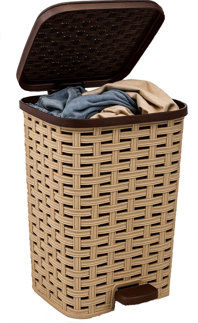 Kosh plehrash Katex Rattan, me pedale, 12L, bezhë