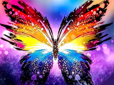 Set mozaik me diamant Rainbow Butterfly, pikturë 40x30 cm, shumëngjyrëshe