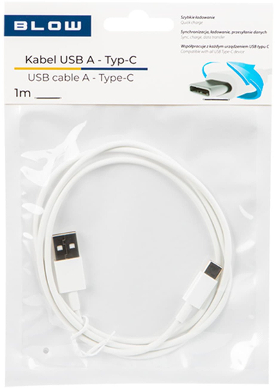 Kabllo karikimi Blow USB 3.0 në USB C, 1m, karikim i shpejtë, e bardhë