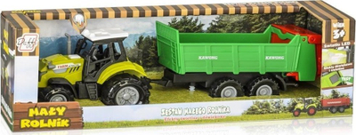 Lodër traktor Daffi Tractor With Tipper Trailer, me rimorkio, me drita edhe zë, jeshile
