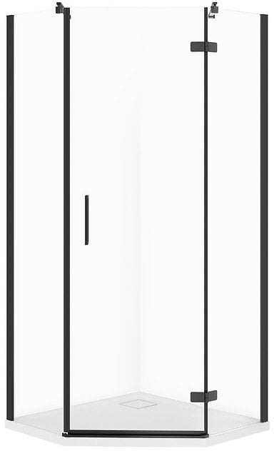 Set kabinë dushi Cersanit City C522, pentagonale 90x90x195, me vaskë Tako Slim, e zezë