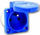 Prizë paneli industriale, 16A 2P+PE, 230V, 70x70mm, blu