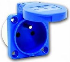 Prizë paneli industriale, 16A 2P+PE, 230V, 70x70mm, blu