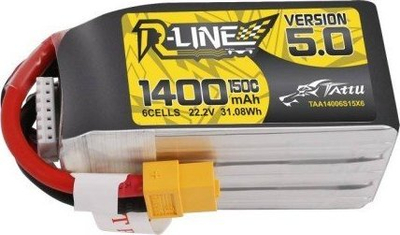 Bateri LiPo Tattu R-Line V5 1400mAh, 22.2V 6S1P, 150C