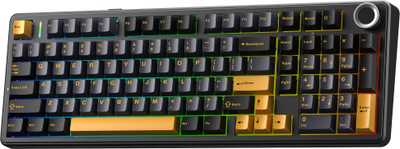 Tastierë mekanike AULA F99 Pro, 99 taste, wireless, RGB, e zezë me të verdhë