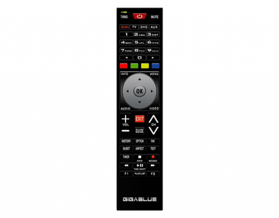 Telekomandë universale GigaBlue V2, multifunksionale, për TV, DVD edhe prijës satelitor, e zezë