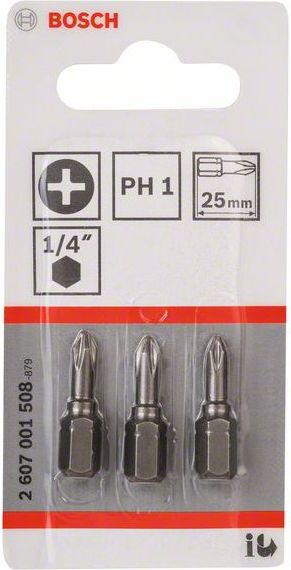 Бит навртка Bosch Extra Hard PH1, 25mm, сет 3 парчиња