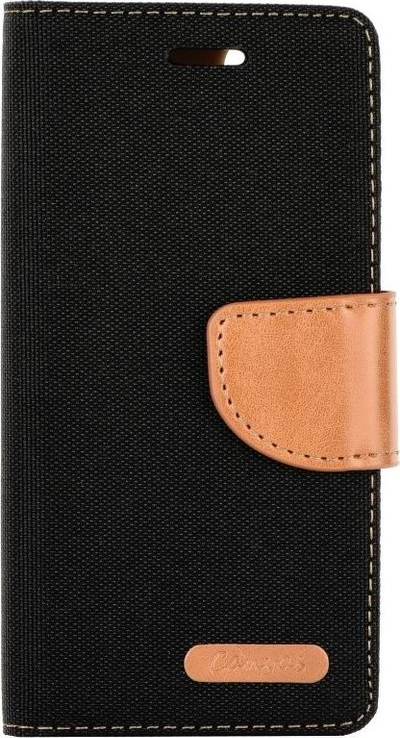 Книжно капаче Canvas за Samsung Galaxy A51, со џебови, со функција држач, црно