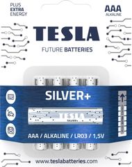 Bateri alkaline TESLA SILVER+ AAA LR03, 1.5V, paketim 4 copë