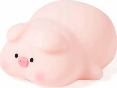 Llampë nate Creative Pig, LED 1W, silikon, rozë
